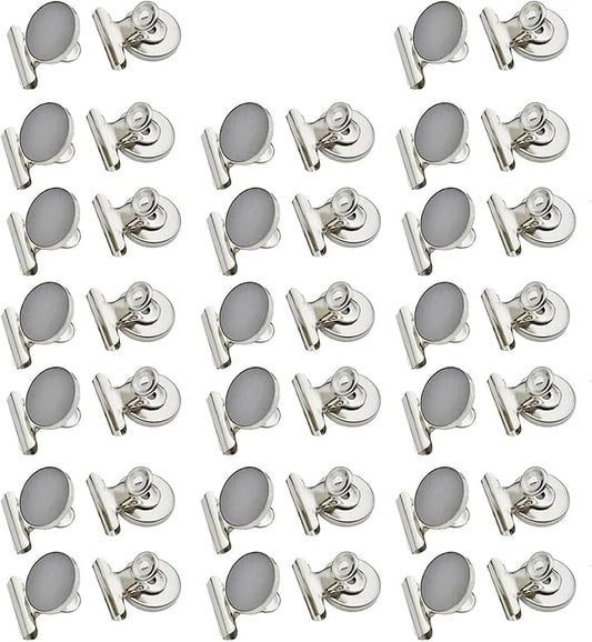 40 Pack Heavy Duty Magnetic Clips 1-1/4 Inch (31mm) - Silver Refrigerator Magnet Clips for Office Supplies & Photo Displays