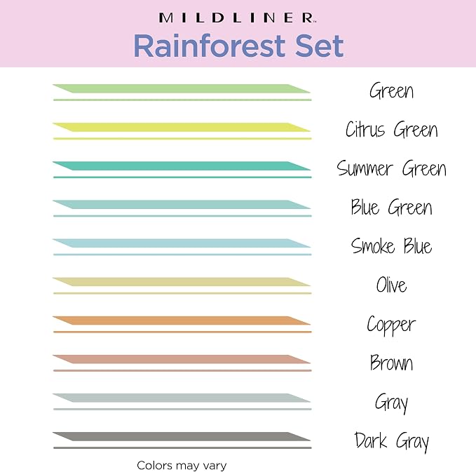 Zebra Pen MILDLINER No Bleed Highlighter, Rainforest, Dual Tip, 10-Pack | Broad and Fine Point Tip Marker Set, Ideal for Bible Highlighting, Journaling, School, Teacher and Office Supplies (78401)