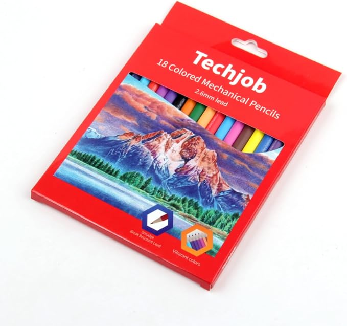 Colored Mechanical Pencil 2.6mm for Coloring and Drawing, Mechanical Colored Pencils, 18pcs