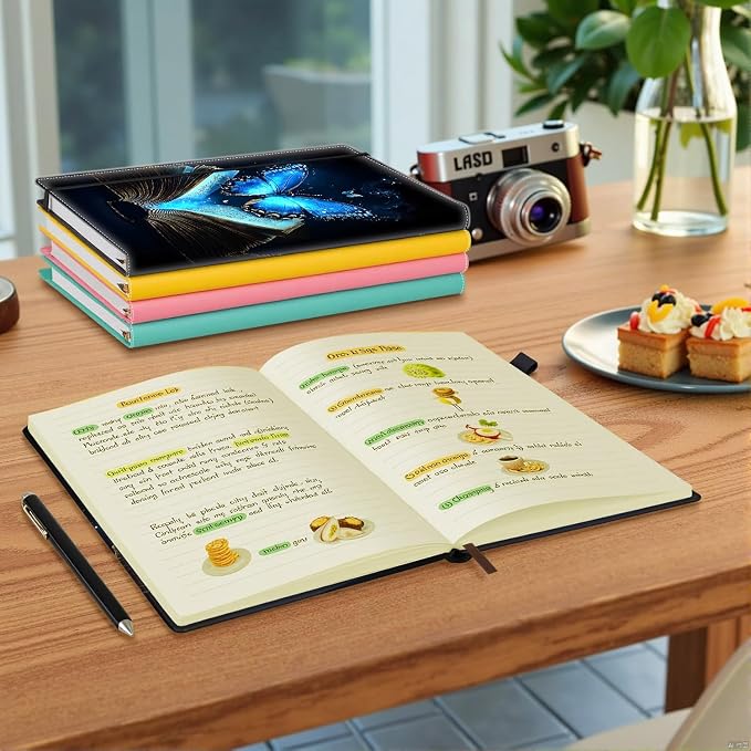 Hardcover Executive Notebooks, A5 PU Leather Lined Journal Notebook, 200 Pages Thick Paper Subject Notebooks for School,Work,Home Writing Business Notebook, Diary Book ，Magic Book Butterfly