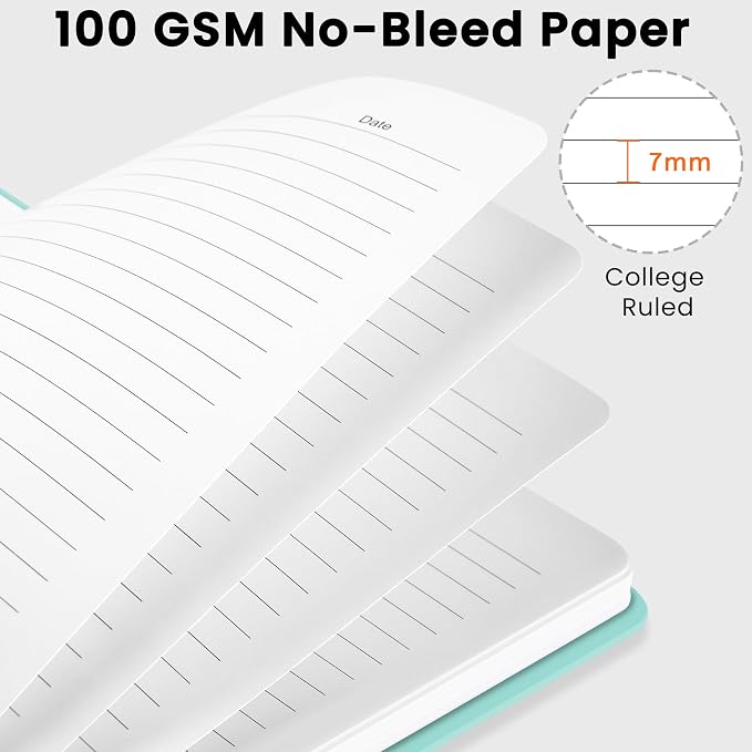 CICPAP Lined Spiral Journal Notebook, A5 College Ruled Notebook for Journaling, Note-Taking, and Daily Planning, Durable Hardcover with an Elegant Design, Seafoam