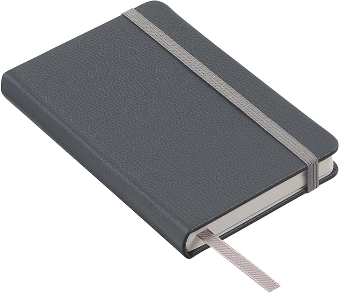 Leather Pocket Notebook, Writing Journal, Full-Grain Leather, Narrow Ruled Paper, Notebooks for Work & School, Twilight Gray (5.7" x 3.8”)