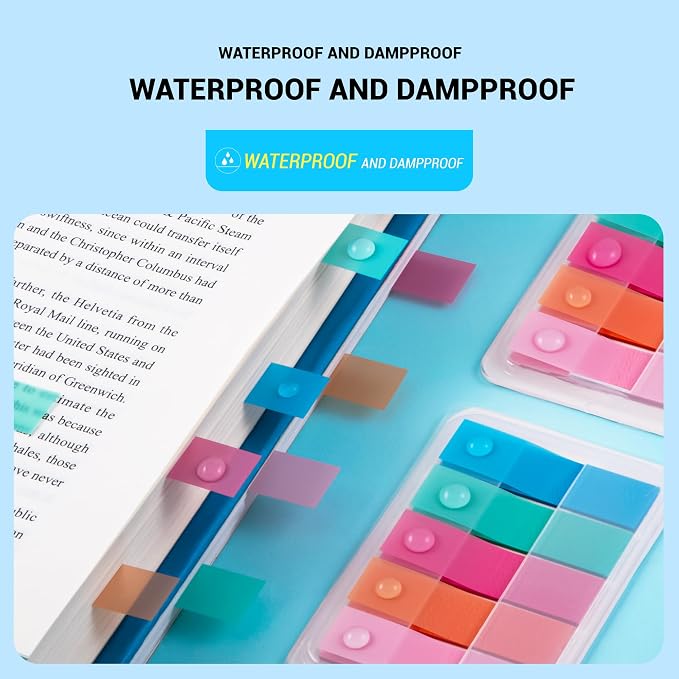 Golcellia Sticky Tabs, Bright Book Tabs for Notebooks, 300 Pcs | Writable bright paper tabs for books, notes, planners and files, repositionable page markers for school, office and home