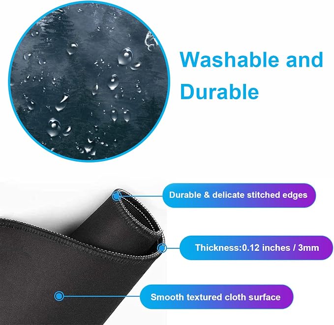 Gray Forest Mouse Pad with Seam Edge Design, Non Slip Rubber Keyboard Pad | Large Extended Mouse Pad; Full Desk Coverage; Waterproof Coating; Stable Anti-Slide Base For Gaming, Office, Study Daily Use