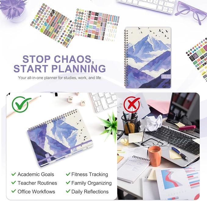 Planner 2026-2027, Weekly and Monthly Academic Year Calendar Planner, July 2026 - June 2027, Daily Agenda Book for Office School Supplies, A5(6.3'' x 8.5'')