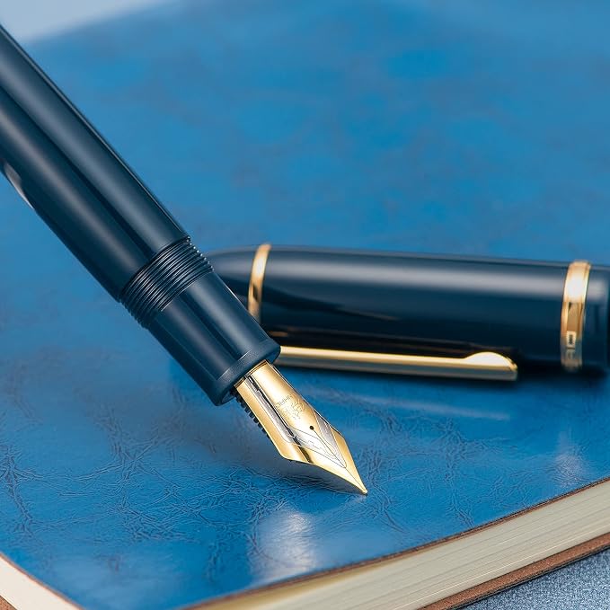 3PCS Assorted Colors Jinhao X159 Acrylic Fountain Pen Set, Size 8 Fine Nib Gold Trim Classic Design Smooth Writing Pen with Converter