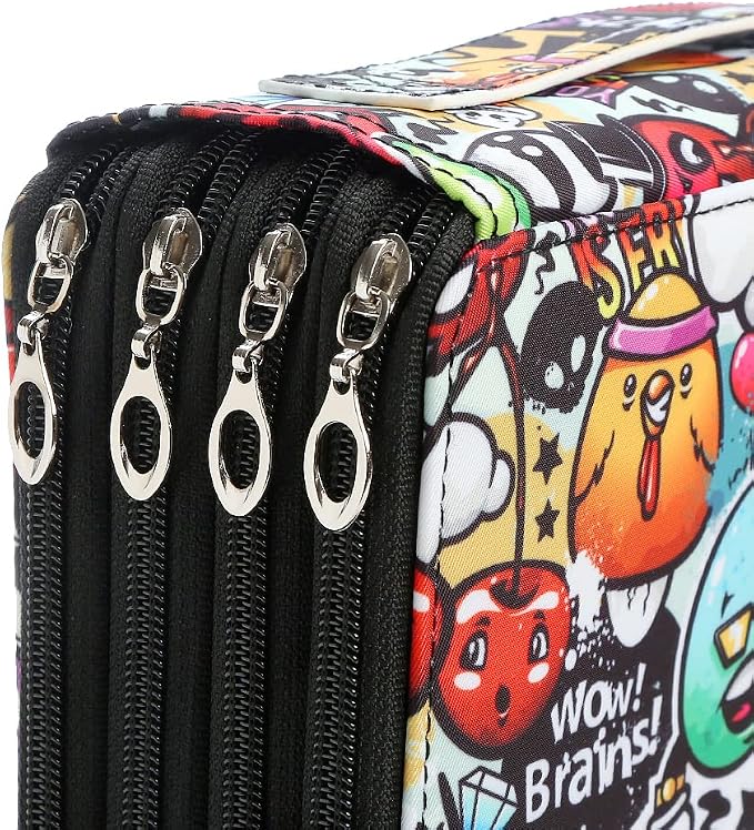 200 Slots Colored Pencil Case Organizer, 4 Layer Bag | Twill Oxford fabric,203 elastic loops,detachable handle,for travel, home storage,drawing tools,creative gifts
