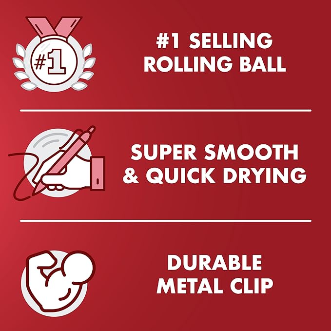 Pilot Precise V5 Stick Liquid Ink Rolling Ball Stick Pens, Extra Fine Point (0.5mm) Red Ink Pens, 12-Pack