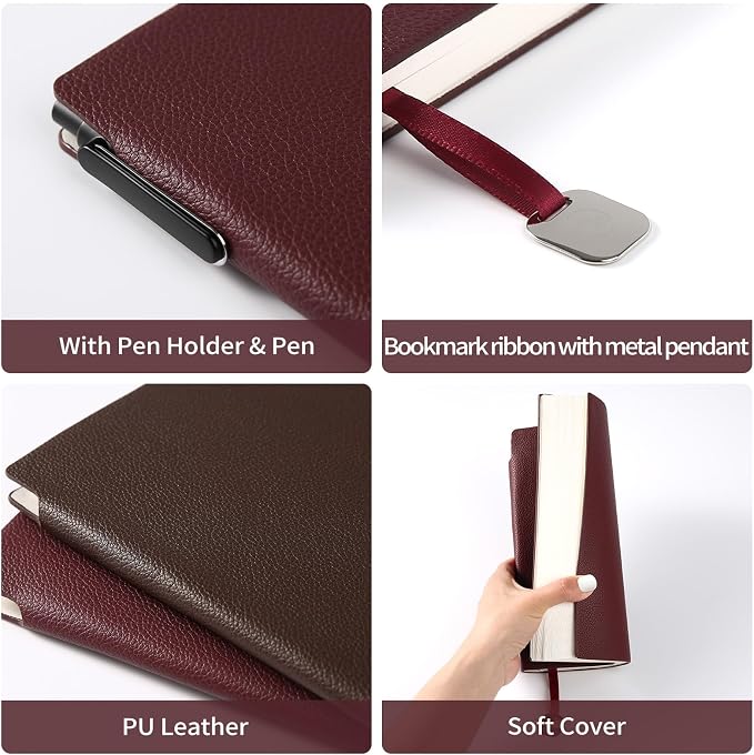 Journal Notebook A5 PU Leather Journals for Writing 160 Pages Daily Journaling College Ruled Notebooks for Work
