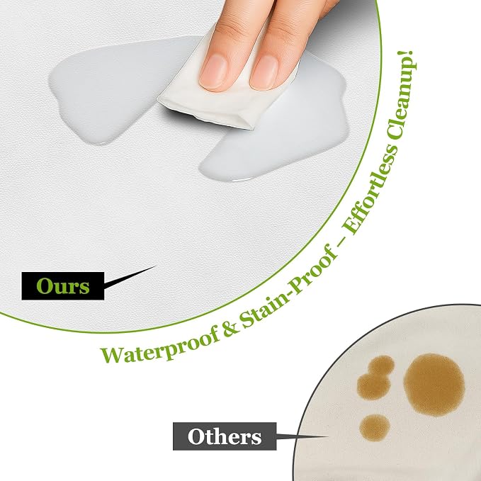 Warmstar Leather Table Cover 36 x36 Inch, 1.8MM Thick PVC Table Protector Waterproof, Desk Cover Protector Non-Slip Table Pad for Kitchen, Dresser, Gaming Desk,Dining Room Table，White