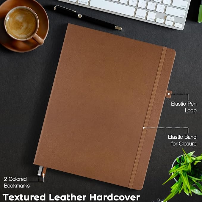 Blank Notebook, Hardcover Sketchbook, Leather Unlined Journal for Women Men | No Bleed Thick Paper Sketch Book for Drawing/Writing/Journaling, Lay Flat, A5 Portable Size for Work, School, and Travel