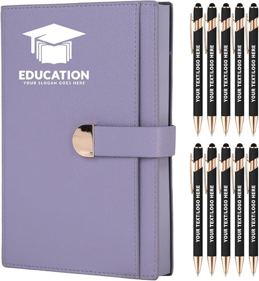 Lined ENOMY Personalized Notebook Set with 10PC Pens Custom Journal with Pen Holder Personalized Jouring Notebook for Writing Men Women Gift, Purple