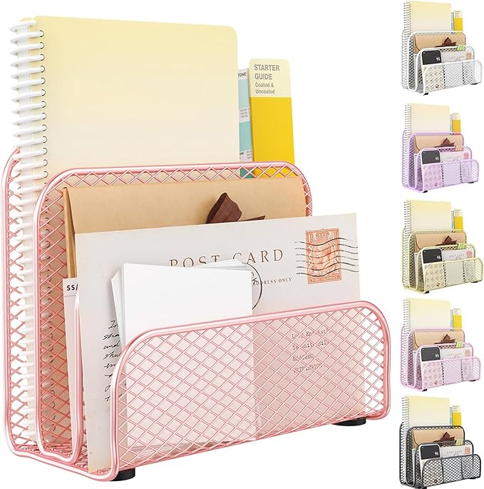 gianotter Mail Organizer Countertop, Mail Sorter with 3-Slot | Mail Holder Letter Holder for Desk Bill Organizer for Office Receipts and Letter Paper Storage