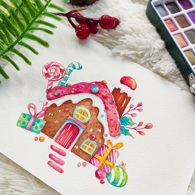 Artecho Watercolor Paint Set 72 Colors, Travel Watercolor Set with Watercolor Papers and Brushes, Ideal for Amateur Hobbyists, Painting Lovers and Artists