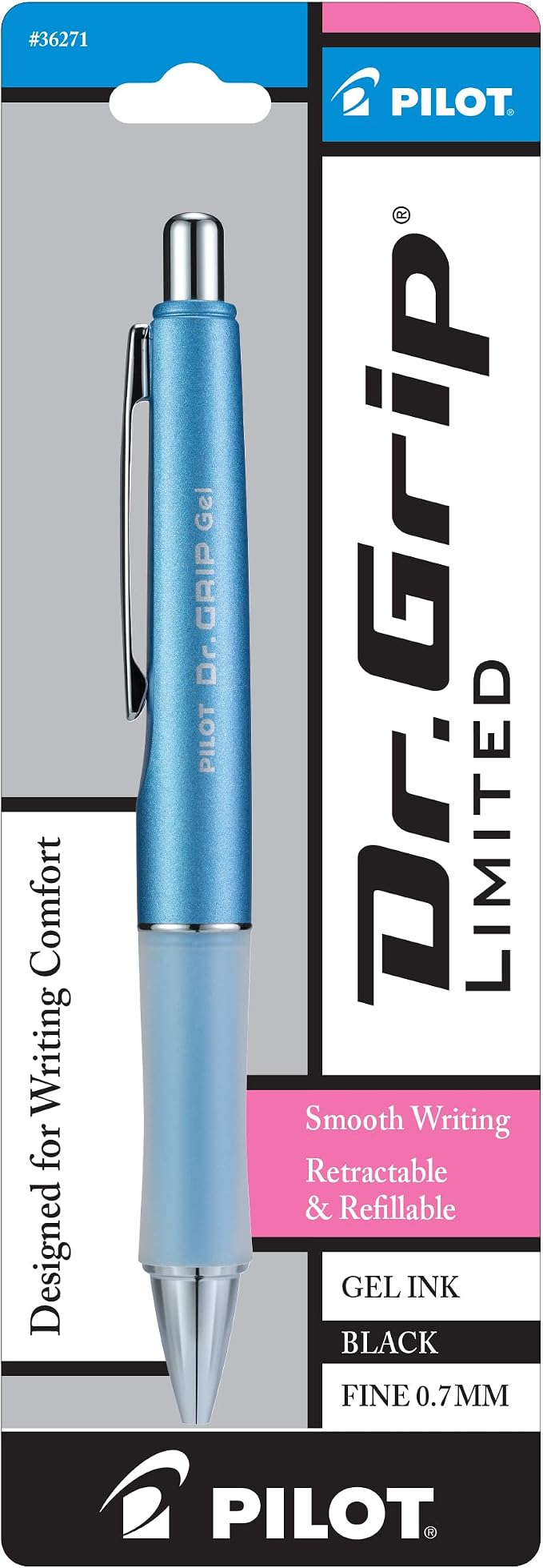 Pilot Dr. Grip Limited Gel Pen, Black Ink, Single Pen | Ideal for School, Journaling & Office Writing
