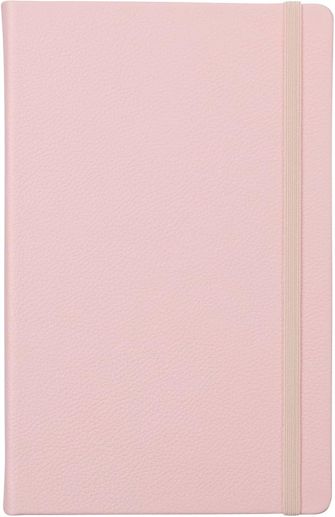 Leather Notebook, Writing Journal, Full-Grain Leather, Narrow Ruled Paper, Notebooks for Work & School, Quartz Pink (8.4" x 5.4”)