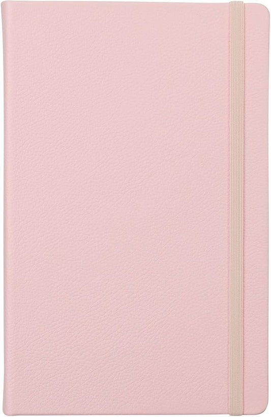 Leather Notebook, Writing Journal, Full-Grain Leather, Narrow Ruled Paper, Notebooks for Work & School, Quartz Pink (8.4" x 5.4”)
