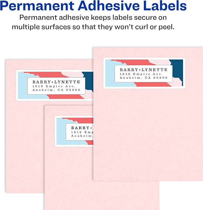 Avery Easy Peel Printable Address Labels with Sure Feed, 1-1/3" x 4", White, 1,400 Blank Mailing Labels for Laser Printers (5162)