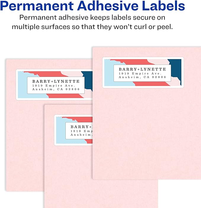 Avery Printable Return Address Labels with Sure Feed, 0.5" x 1.75", White, 8,000 Blank Mailing Labels (05167)