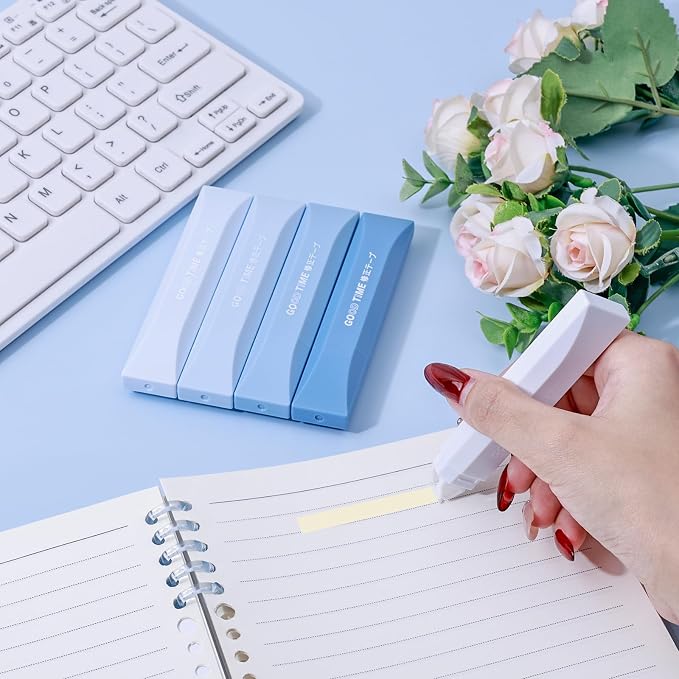 Temiary 5Pcs Beige Correction Tape, Cream Core Pull Out White Tape, Blue | 0.19 In × 19.6 Ft, Smooth Aesthetic Applicator for Wrong Writing School Office Supplies