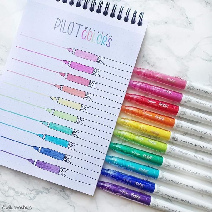 Pilot FriXion Colors Erasable Marker Pens, Bold Point, Erasable Pens, Assorted Color Inks, 12-Pack