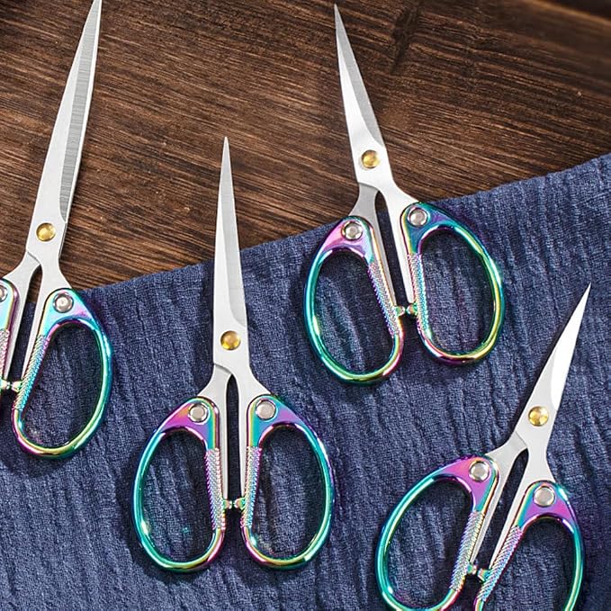 5-inch Small Craft Scissors, Sharp Blades Office Scissors for Desk, Stainless Steel All Purpose Scissors for Office, Home, School, DIY, Sewing, Fabric (Colorful)