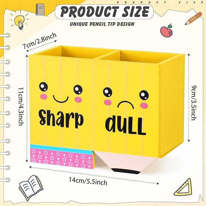 DoubleFill 1 Pcs Pencil Shaped Holder Sharp Dull Holder Wooden Dispenser Pen Storage with Classic Pencil Shaped Design for Back to School Teachers Classroom Organization Accessories