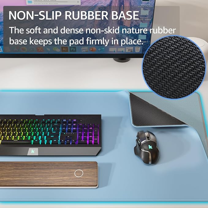 KTRIO Large Gaming Mouse Pad, Desk Mat, 31.5 x 15.7 in, Ice Blue, XXL | Smooth Micro-Weave Surface, Artistic Pattern Design, Non-Slip Rubber Base, Durable Stitched Edges, Office & Home Use