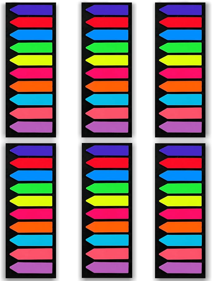 Ericter Arrow Sticky Tabs 1200 PCS Neon Colors, Book Annotation Tabs Writable, Bright Sticky Flags Page Markers, Translucent Sticky Notes for Books, Study Office Supplies, Sticky Bookmarks