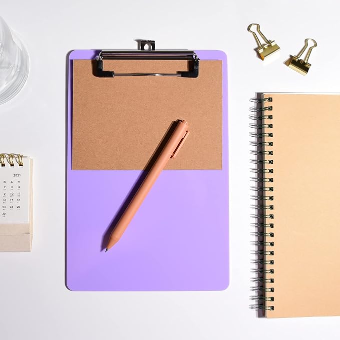 Hongri Plastic Small Clipboard, Purple A5 Memo Size Clip Board (Pack of 6) | Mini Size 6 x 9 in for Students, Teacher, Women, Office & School Supplies