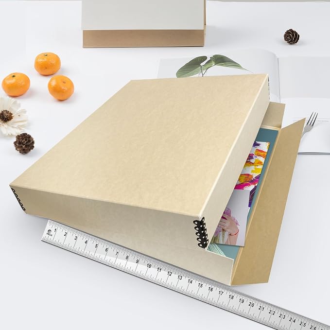 Lineco Museum Archival Storage Box, Drop Front, 17.75x22.75x3 in, Tan | Acid-Free with Metal Edge, Preserves Picture Longevity, Organize Photos, Newspapers, Prints, Documents, Crafts, DIY