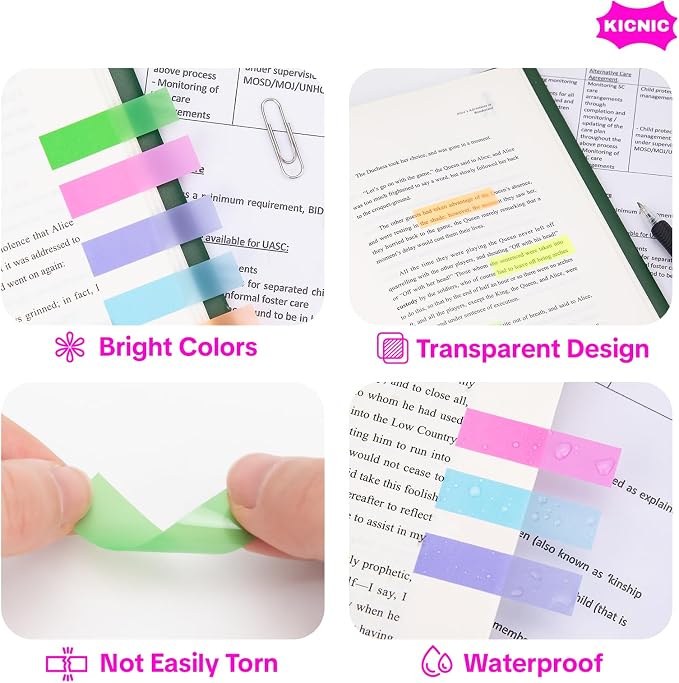 KICNIC Page Markers Sticky Index Tabs 1500 Pcs, Arrow Flag Tabs Colored Sticky Notes for Page Marker Bookmarks, 10 Colors, Stick Securely, Remove Cleanly