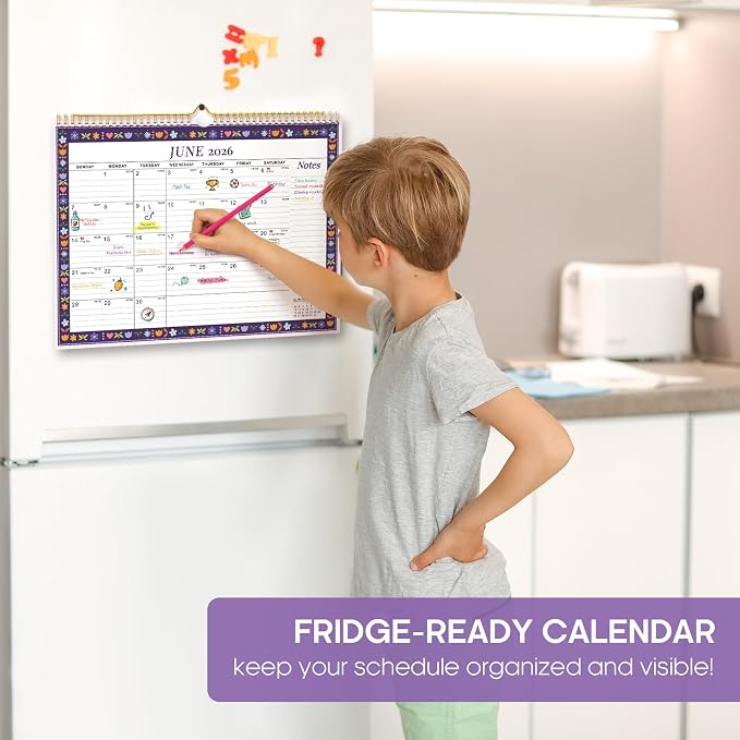 Calendar 2026-2027, Monthly Wall Calendar Runs Until June 2027, 11.5" x 14.7", Spiral Binding Hanging Wall Calendar, Perfect for Home or Office,Floral Borders