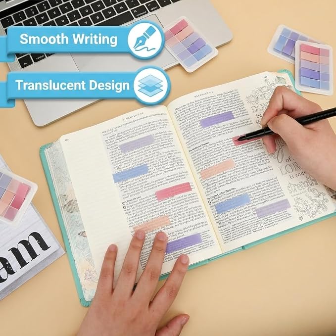 Mr. Pen- Transparent Sticky Notes Tabs, 600 pcs | Transparent Pop Up Writable Colored Book Index Tab, File Flags, Self Adhesive Divider Sticker for Notebook, Office, School