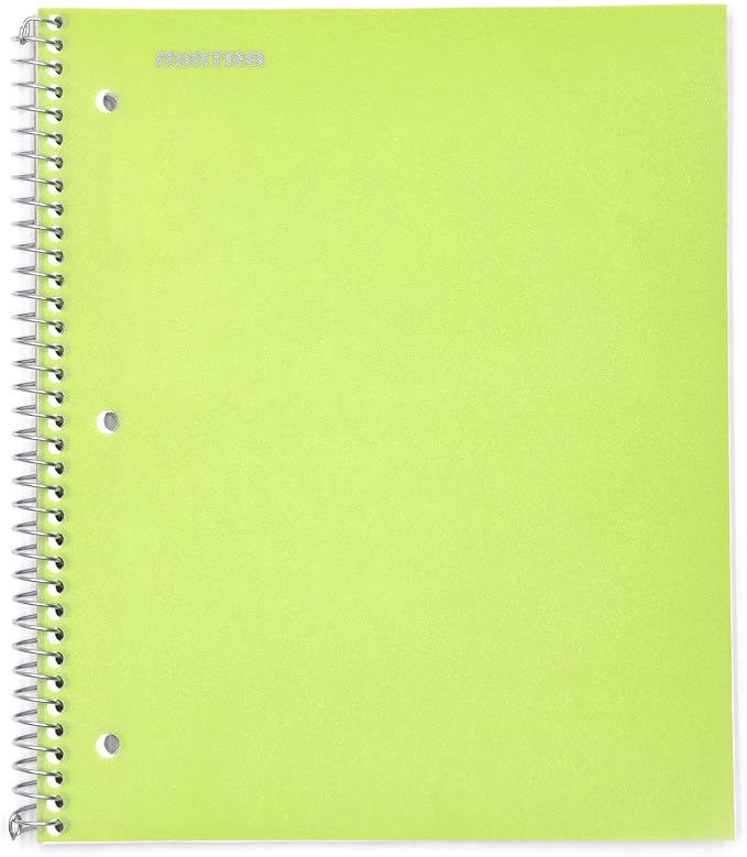 Mintra Office Durable Spiral Notebooks, 1 Subject, (Green, Wide Ruled 3 Pack), 100 Sheets, Poly Pocket, Moisture Resistant Cover, Strong Chipboard back, For School, Office, Business