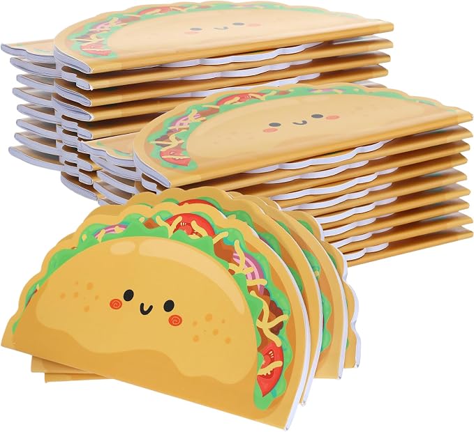 Eaasty 36 Pcs Happy Taco Shaped Notepads Bulk Positive Mini Taco Gifts Mexican Fiesta Party Favor Small Support Notebooks Gift for Employee Appreciation Coworker Nurse Teacher