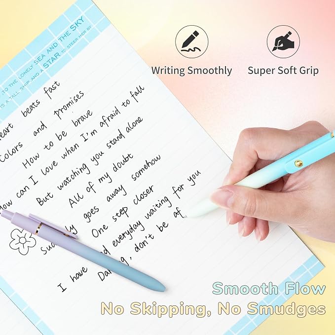 UIXJODO 12 Pcs Gel Pens 0.5mm Quick Dry Black Ink Pens Fine Point Smooth Writing Pens, Cute Office and School Supplies Gifts for Women Teacher Students (12 Pcs Ombre Gold)