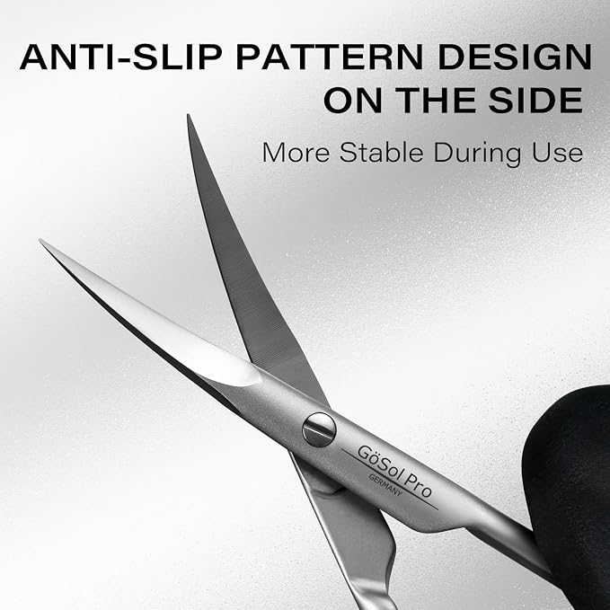 Cuticle Scissors Extra Fine Curved, Professional Russian Style | Stainless Steel, High Precision, Pointed Tip Grooming Scissors, for Dead Skin; Eyebrows; Eyelash, Leather Case, Matte Silver