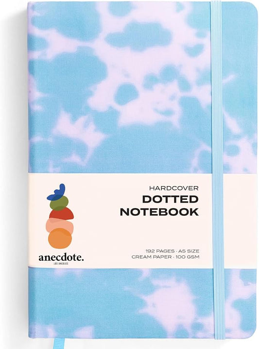 ANECDOTE. Dotted Journal Notebook, 192 Pages, A5 size: 8.3" x 5.4", Thick 100 GSM Paper, Dotted, Hardcover. Journal for Women and Men, Perfect Notebook for School, Work and Travel (Tie Dye)