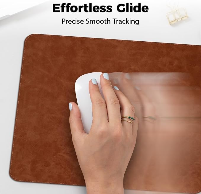 Mouse pad, Non-Slip Washable Waterproof Computer Mouse mat Thick for Laptop Wireless Mouse Home Office Travel, Portable 9.8"x 8.3" S Brown