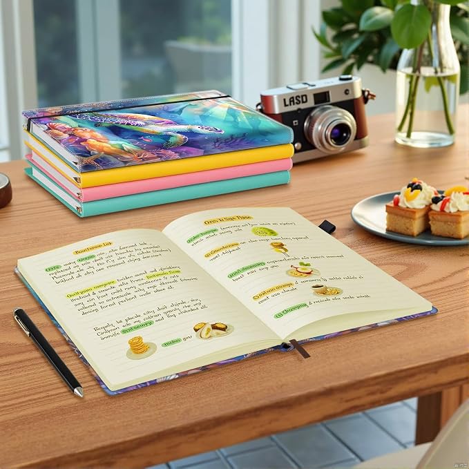 Hardcover Executive Notebooks, A5 PU Leather Lined Journal Notebook, 200 Pages Thick Paper Subject Notebooks for School,Work,Home Writing Business Notebook, Diary Book ，Watercolor Turtle