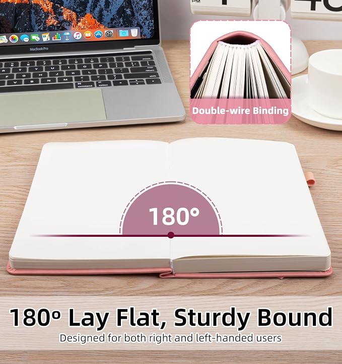 Blank Journal Notebook 365 Pages, A5 Leather Sketch Book for Drawing Women & Men, Hardcover Notebook with 100GSM Thick Paper, Sketchbook for Travel, Work, School, Note Taking