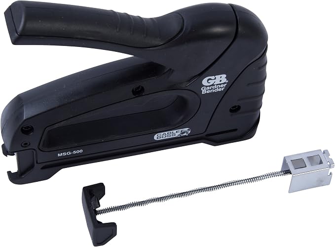 Gardner Bender MSG-501B Heavy-Duty Cable Boss Staple Gun, Professional Grade, Secures (NM) Coax, & Low-Volt Cable, Black