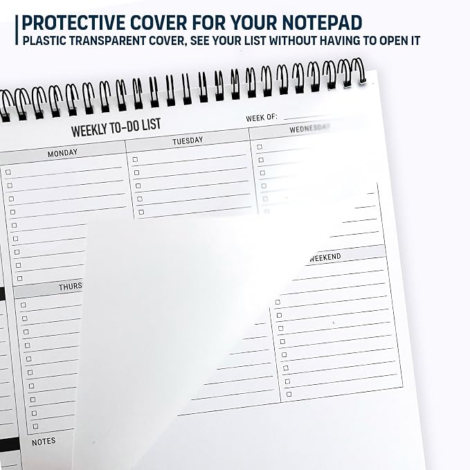 Weekly Planner To Do List Pad - 8.5x11" 52 Sheets Spiral - Desk Notepad | with Multiple Sections, Undated Planning Notebook Checklist, Todo List Agenda Plan, Notebook for Work
