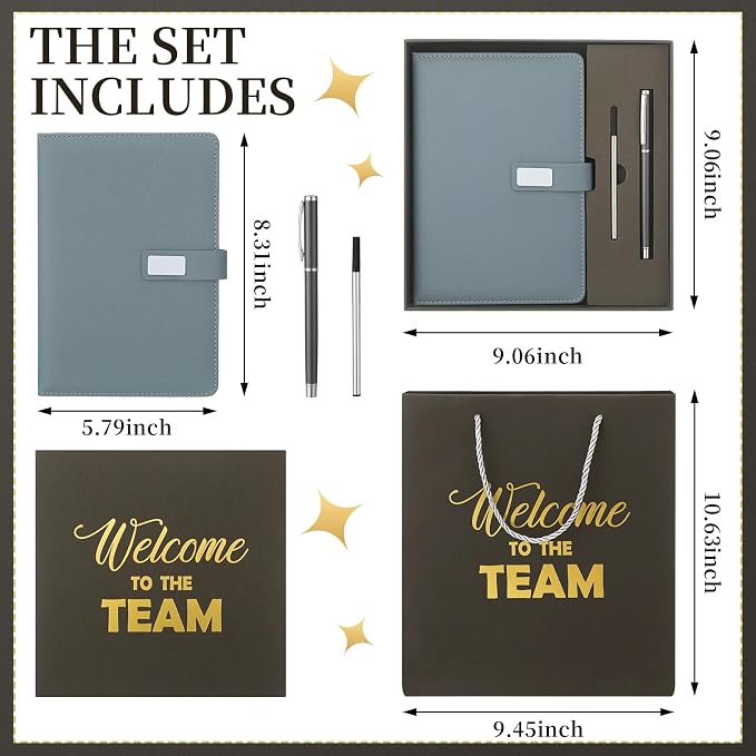 Sayglossy New Employee Welcome to The Team Gift Sets Notebook and Pen Welcome to The Team Box Employee Appreciation Gift Sets for New Office Worker(Gray)