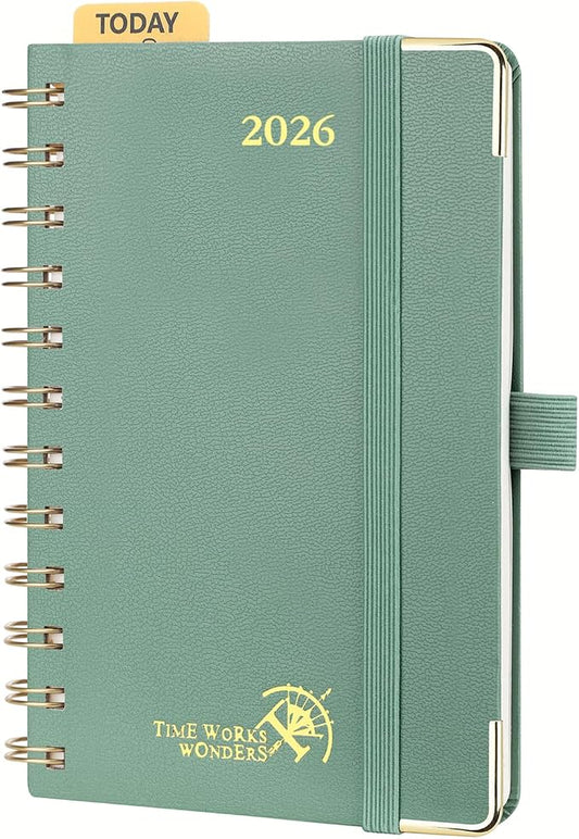 POPRUN Pocket Calendar 2027,4" x 6.25" Small Weekly Planner, Jan 2027 - Dec 2027 Appointment Book with Flexible Hardcover, Inner-pocket, Pen loop - Midnight Green