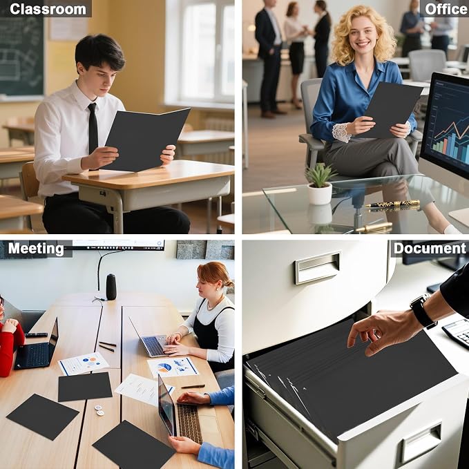 Folders with Pockets, LAYZZ 30 Pack Paper Pocket Folders, 2 Pocket File folders Fits Letter Size Paper, for School Office and Home (Black)