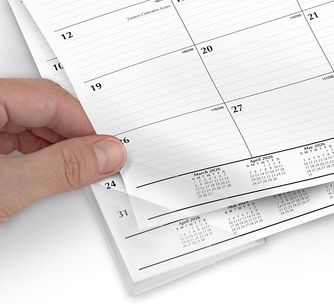 Mead Desk Calendar 2026-2027 Planning Pad, Academic 15-Month April-June, Monthly, 17.75" x 11" Compact, Ruled Daily Block (CAM82005)