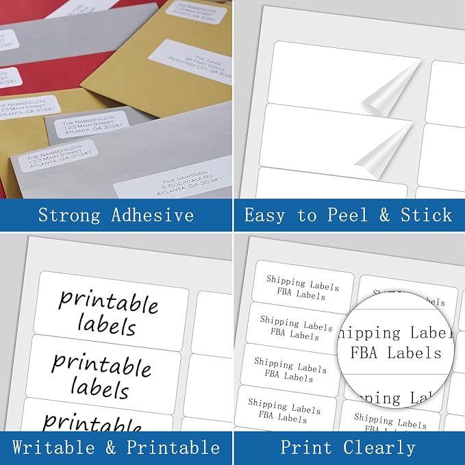 [30 Sheets 900 Labels] BESTIKER Address Labels 1” x 2-5/8” Shipping Mailing Labels 30 per Page Printable FBA Barcode Label, Laser & Inkjet Printer Labels 30up White