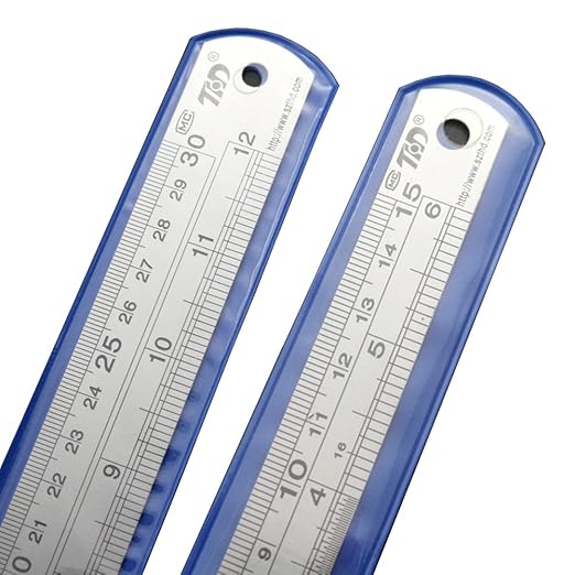 ZZTX Metal Ruler 6 Inch 12 Inch Stainless Steel 2 Pack | Rust-proof, Straight edge, Precise markings, Clear read